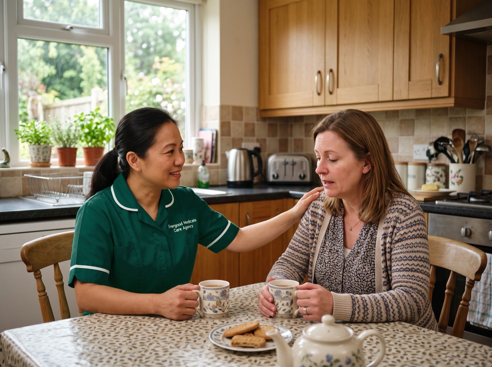 Evergood Medicals carer supporting a family member during palliative home care in Crawley