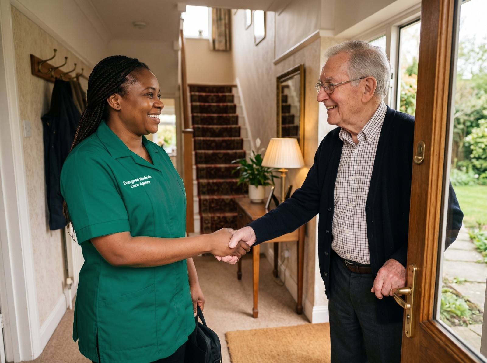 Evergood Medicals carer welcomed for a free home care assessment at a family home in Crawley