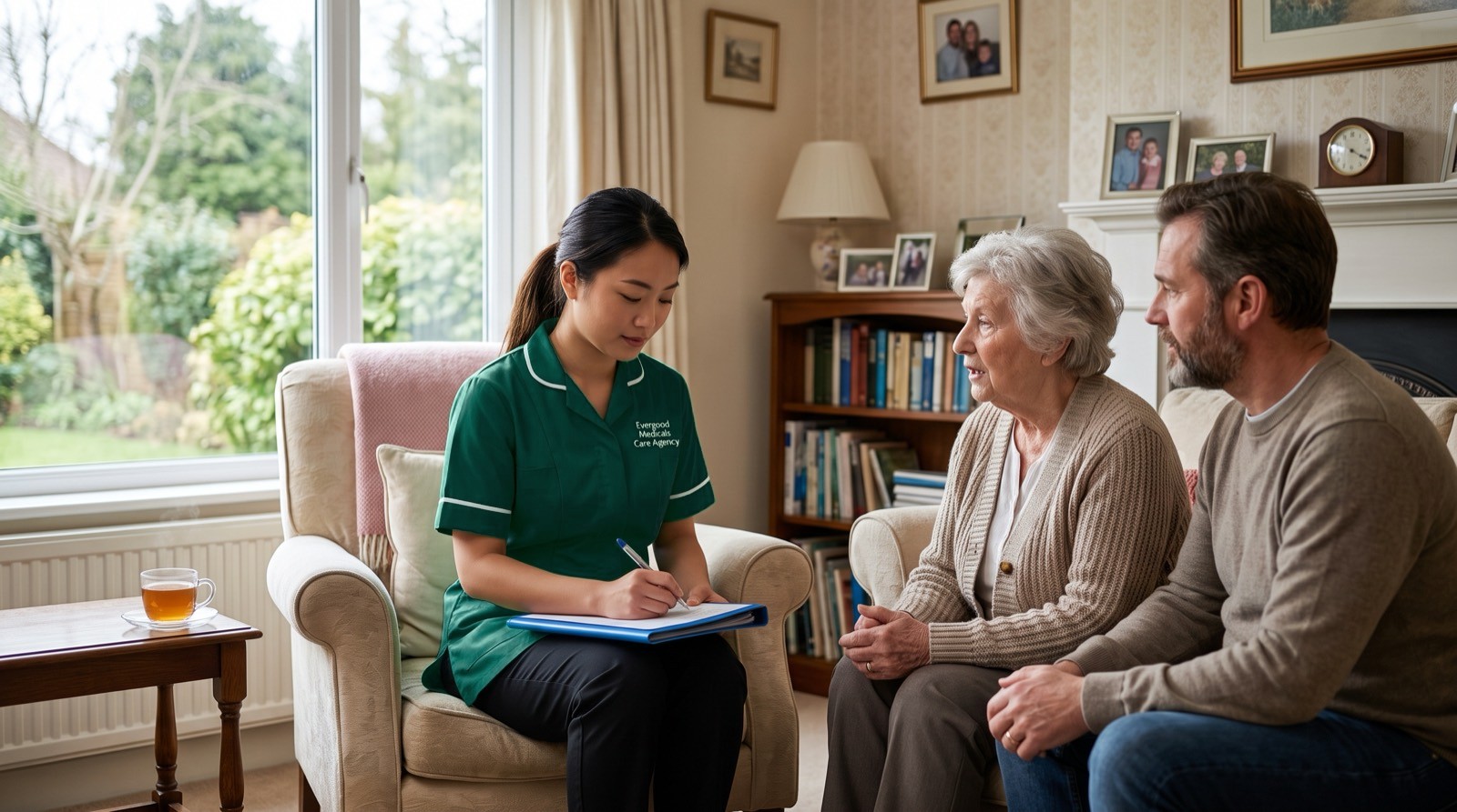 Evergood Medicals free care assessment taking place with a family at home in Crawley