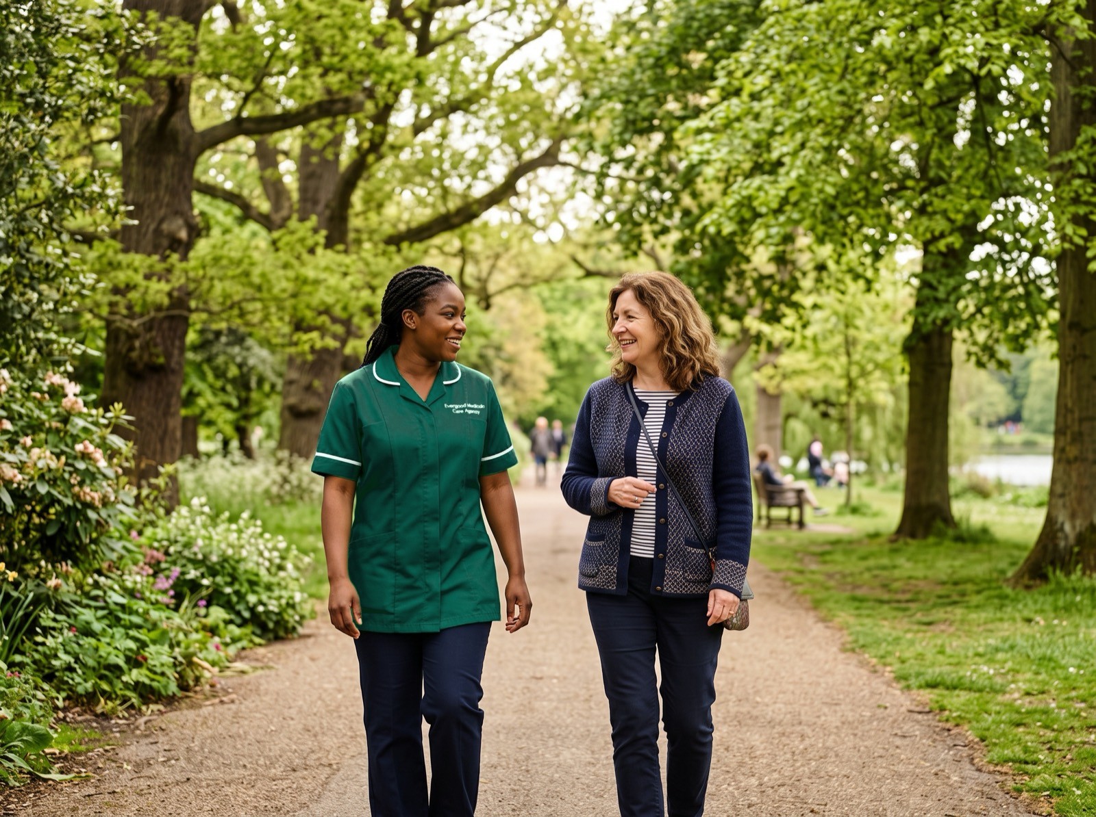 Evergood Medicals support worker on a confidence-building walk during mental health support in Crawley