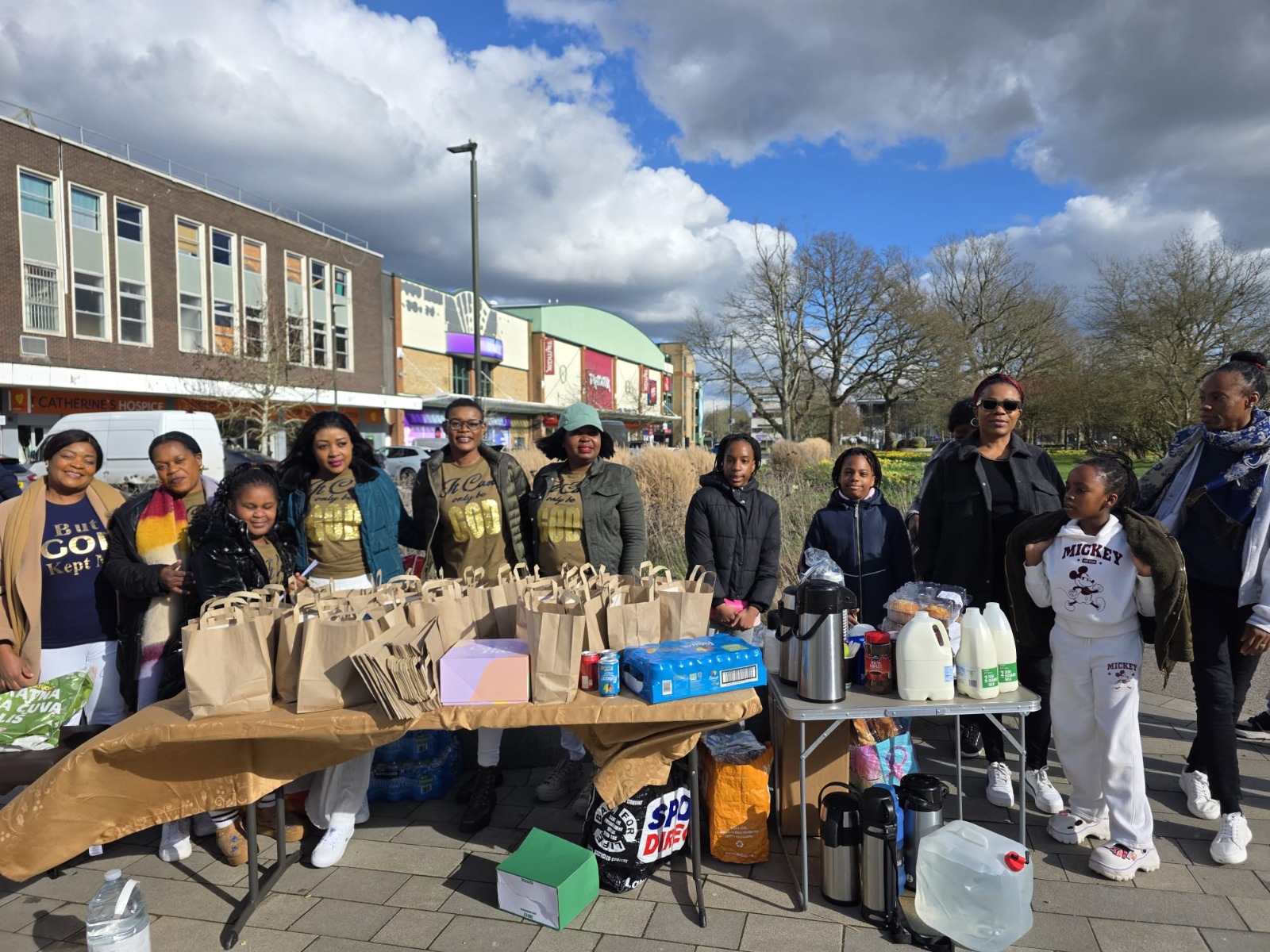 The Evergood Medicals team donating food near St Catherine's Hospice in Crawley